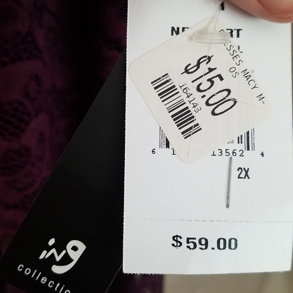 ING Plum Lace Cocktail Dress 2X NWT - Picture 5 of 9